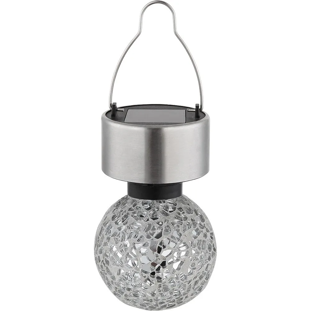 Decoratiune solara GLOBO tip bec, lumina alba, IP44, sticla, alama