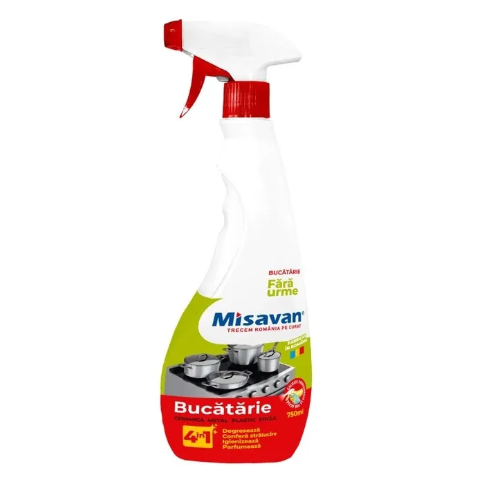 Degresant lichid pentru bucatarie Misavan 4 in 1, 750 ml, degreseaza, igienizeaza, parfumare