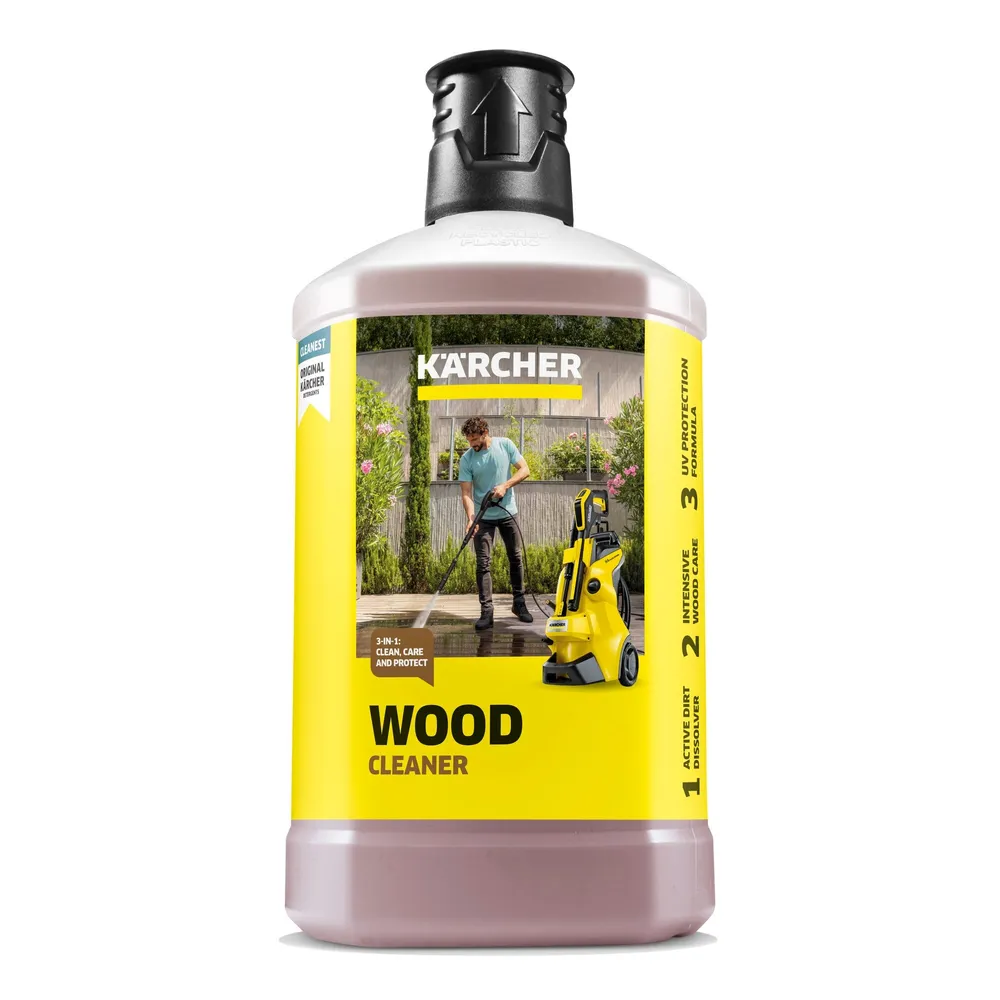 Detergent pentru lemn Karcher, curata murdaria, agent de protectie impotriva razelor UV, pentru aparat de spalat cu presiune K 2, K 3, K 4, K 5, K 7, 1 litru