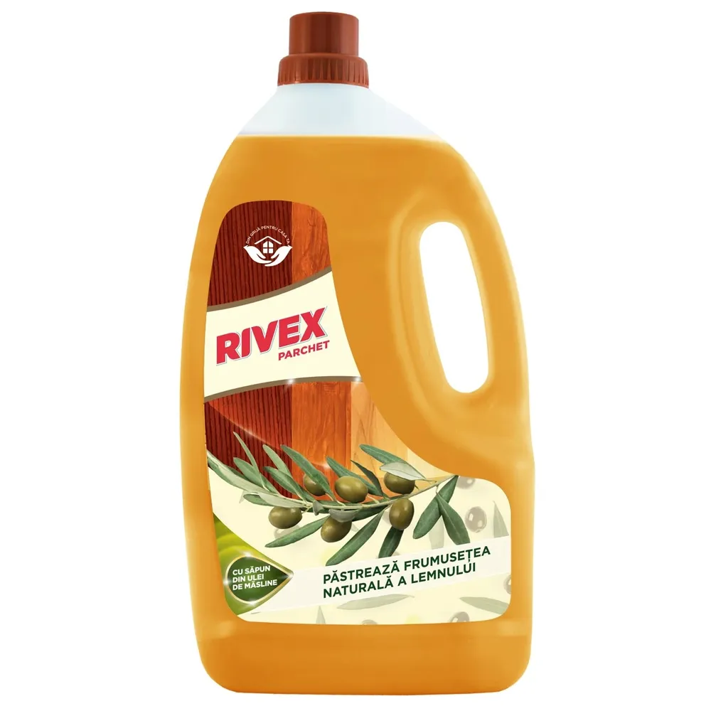 Detergent pentru parchet Rivex 4 litri, formula cu ulei de masline, lichid