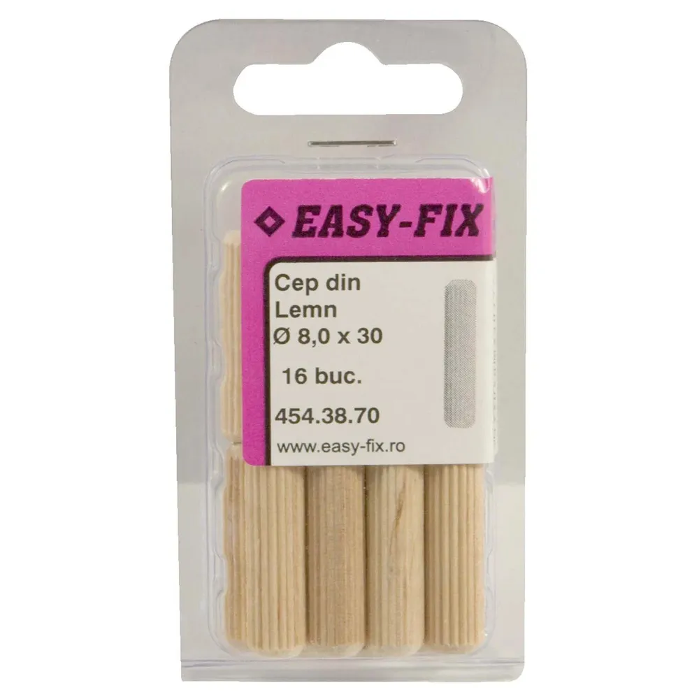 Diblu din lemn, Easy - Fix 454.38.70, 8 x 30 mm, set 16 bucati