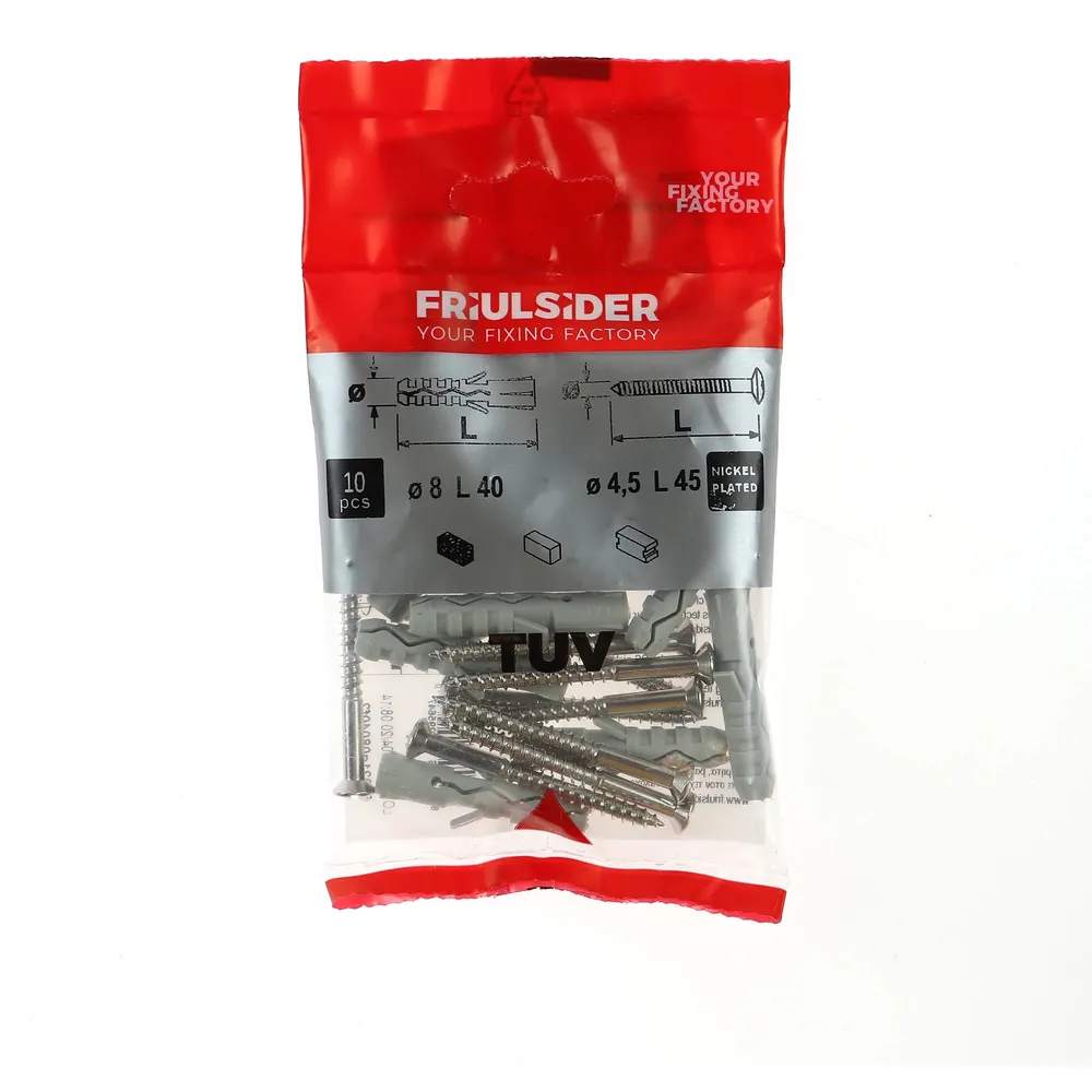 Diblu din nylon 8x40mm cu surub bombat, set 10 bucati