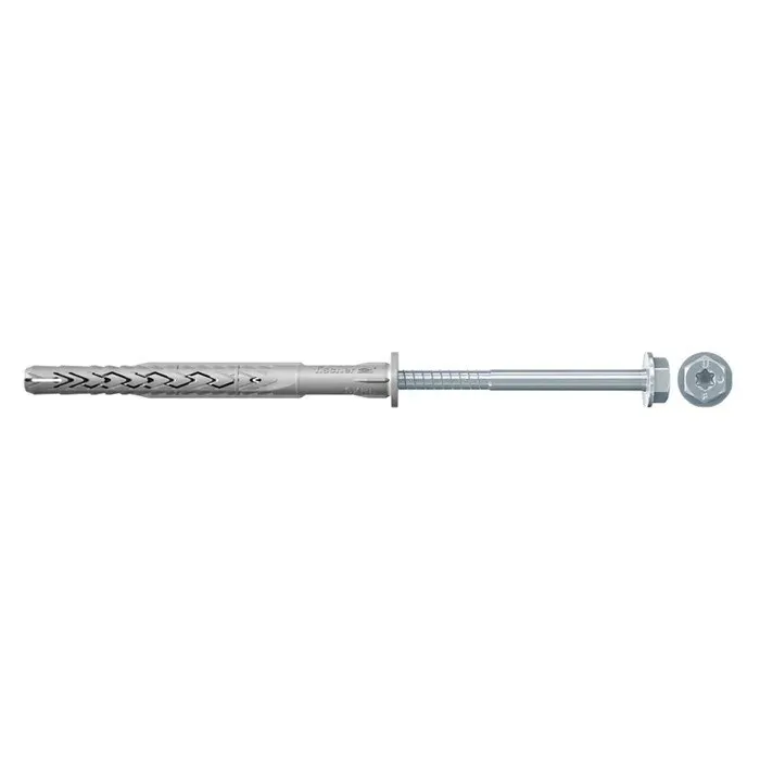 Diblu pentru materiale constructii, din nylon, 10 x 80 mm, Fischer SXR, cu surub de siguranta, hexagonal, Torx T40