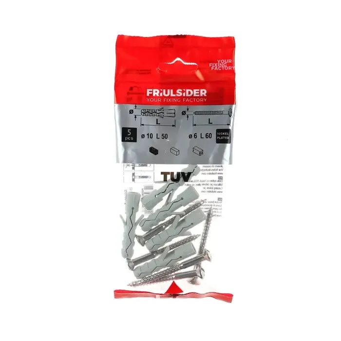 Diblu universal din nylon, cu surub bombat, 10x50mm, set 5 bucati