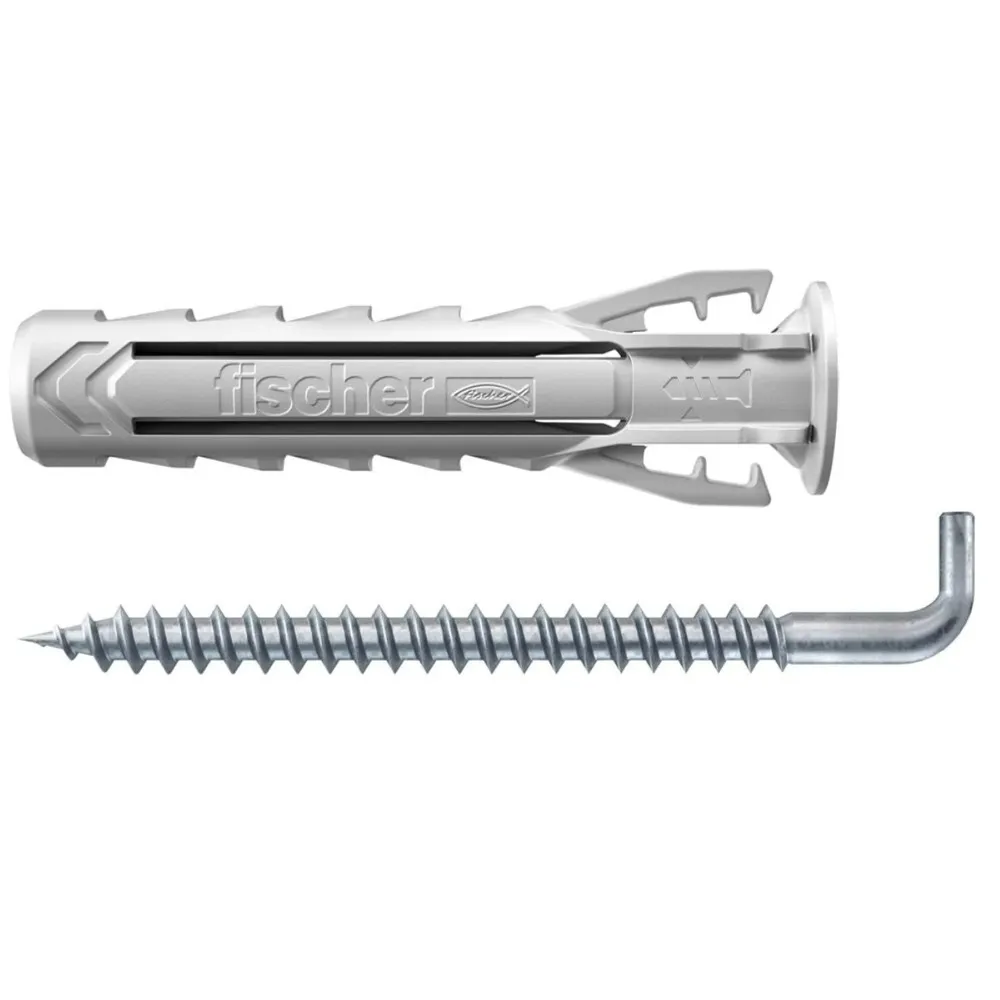 Diblu universal din nylon, cu surub cu carlig in vinclu, Fischer SX Plus, 6 x 30 mm, set 8 bucati