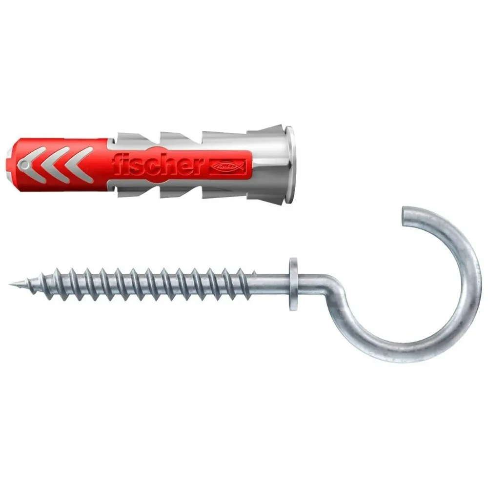 Diblu universal din nylon, cu surub cu carlig ochi deschis, Fischer Duopower, 8 x 40 mm, set 4 bucati