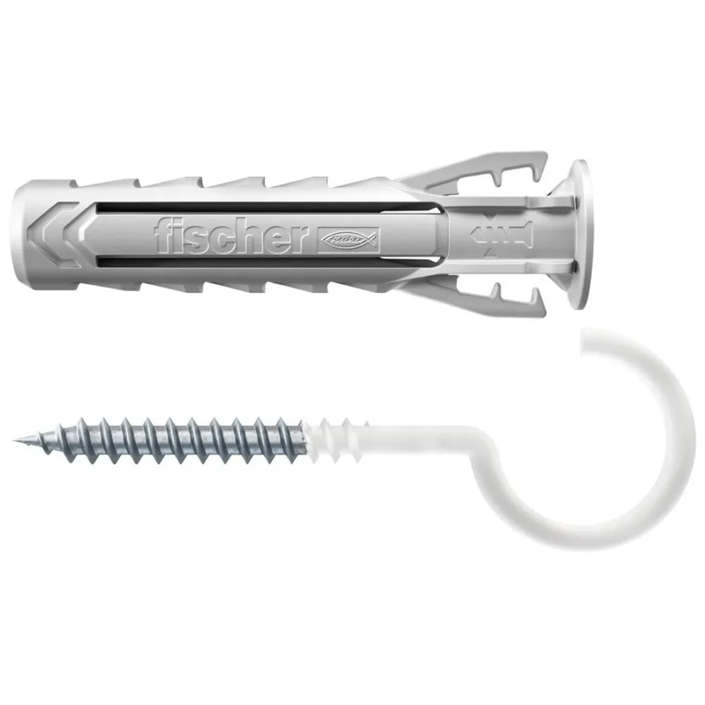 Diblu universal din nylon, cu surub cu carlig ochi deschis, Fischer SX Plus, 6 x 30 mm, set 4 bucati