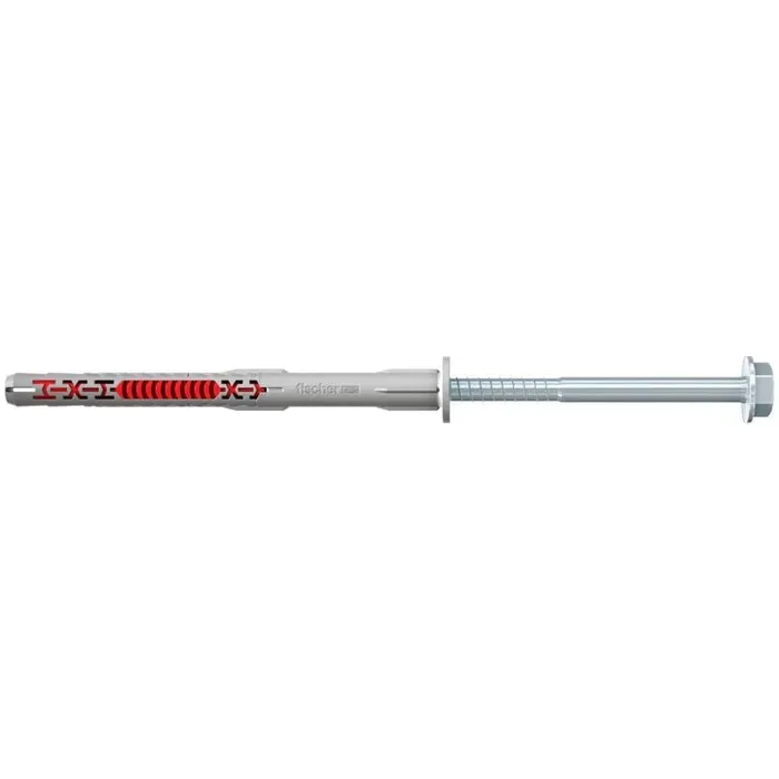 Diblu universal, din nylon, Fischer DuoXpand FUS, 10 x 140 mm, cu surub, zincat alb, cu cap hexagonal