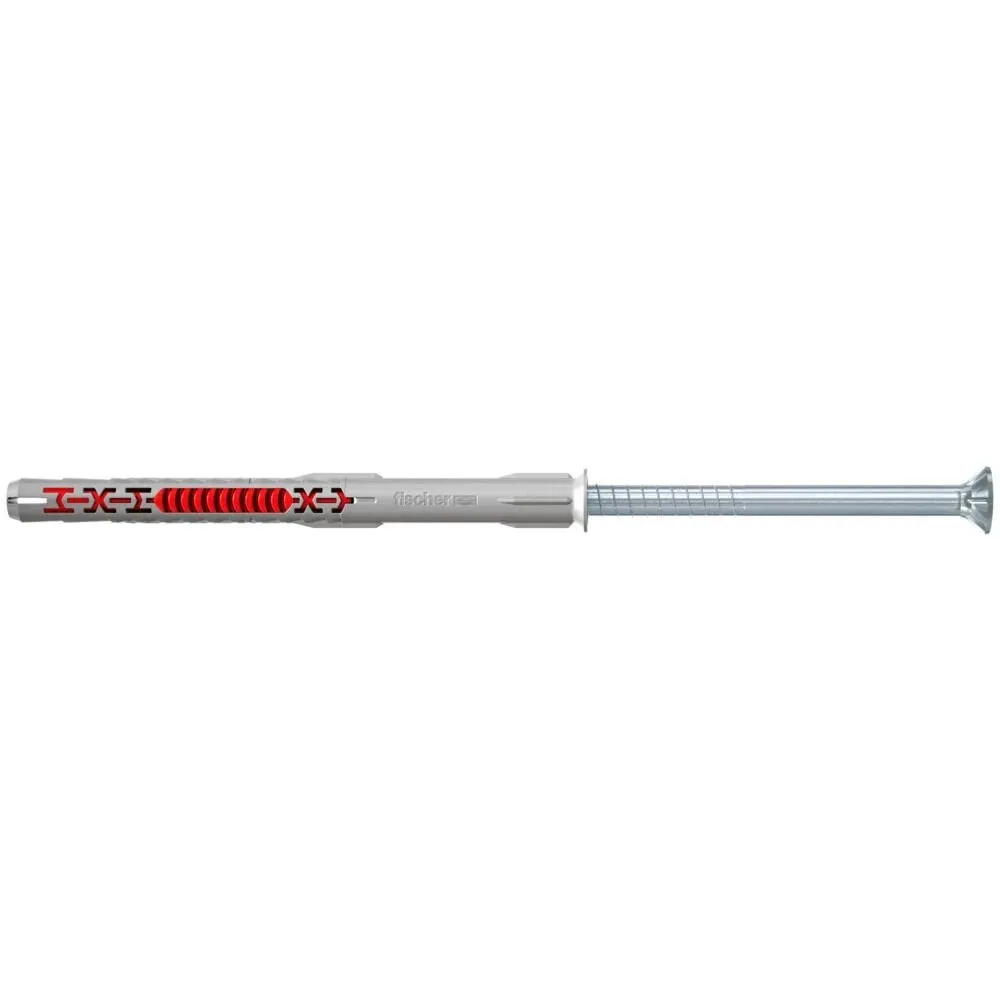 Diblu universal, din nylon, Fischer DuoXpand T, 10 x 140 mm, cu surub, zincat alb, cu cap inecat, Torx, TX30