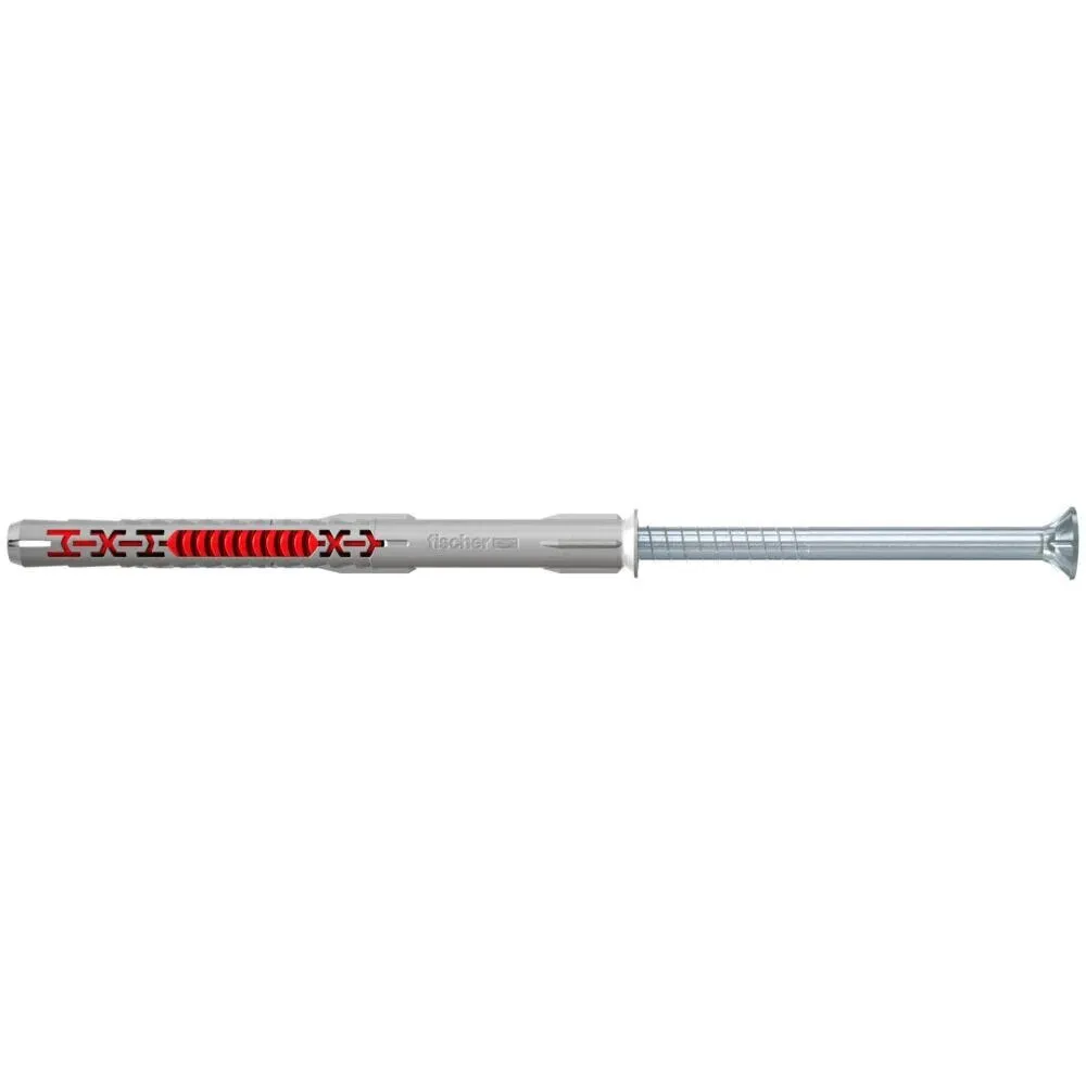 Diblu universal, din nylon, Fischer DuoXpand T, 8 x 100 mm, cu surub, zincat alb, cu cap inecat, Torx, TX30