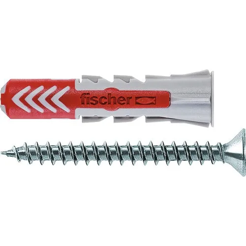 Dibluri plastic cu surub Fischer DuoPower 8x40 mm, pachet 8 bucati, incl. capacele autoadezive de mascare