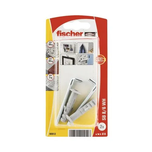 Dibluri plastic Fischer 8x40mm, set 2 bucati, gri