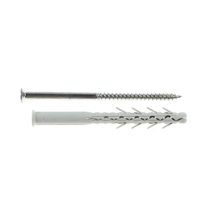 Dibluri universale din nylon, 8x100 mm, cu surub inox 5.5x105 mm, cap inecat, amprenta pozidriv