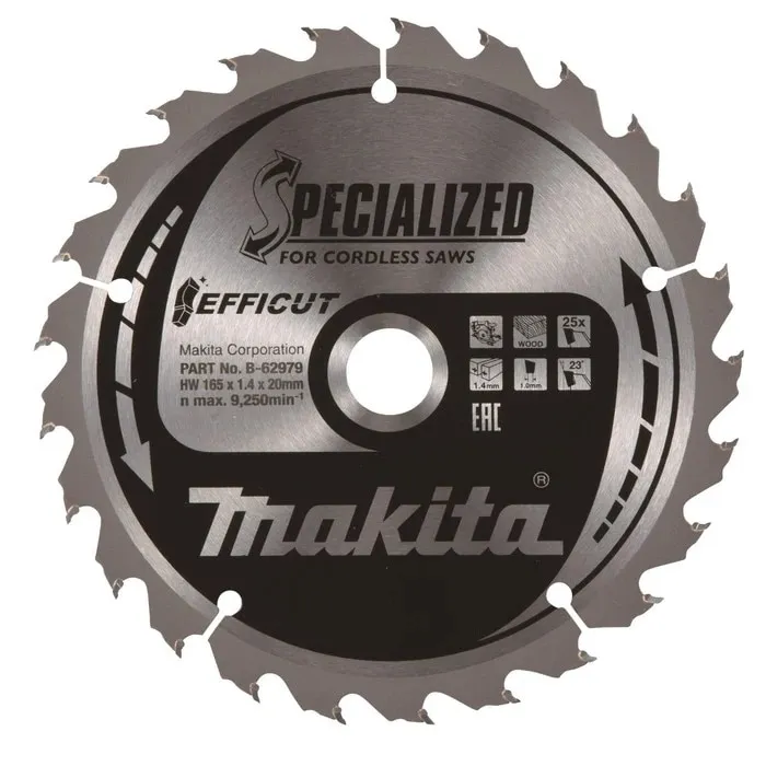 Disc circular, pentru lemn, Makita Efficut B-62979, 165 x 20 x 1 mm