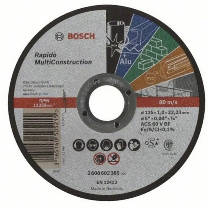 Disc debitare, Bosch Rapido Multi Construction, 125x22.23x1mm, pentru toate suprafetele