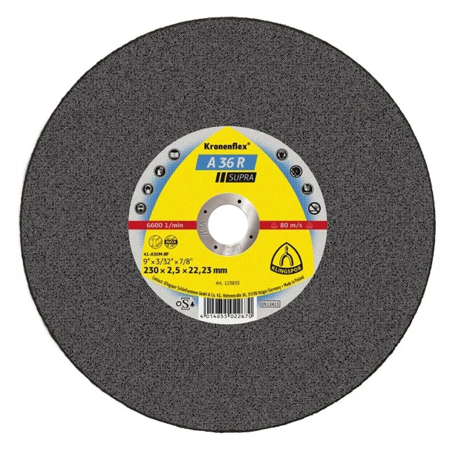 Disc debitare inox Klingspor, A 36 R Supra, 230x22.23x2.5mm