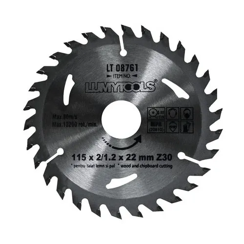 Disc debitare lemn & PAL Lumy Tools Ø115x2/1, 2x22 mm, 30 dinti