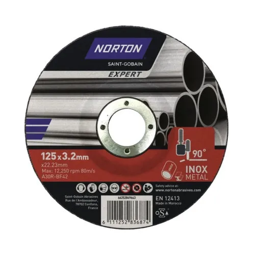 Disc debitare metal Norton Expert Ø125x3, 2x22, 23mm, profil conic de debitare