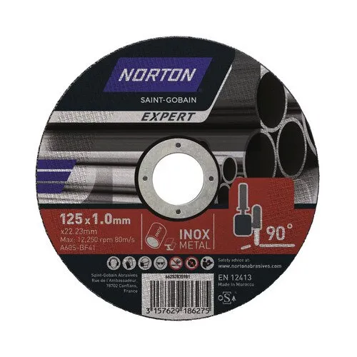 Disc debitare metal Norton Expert Ø125x6x22, 23mm, pentru debitare la 90°