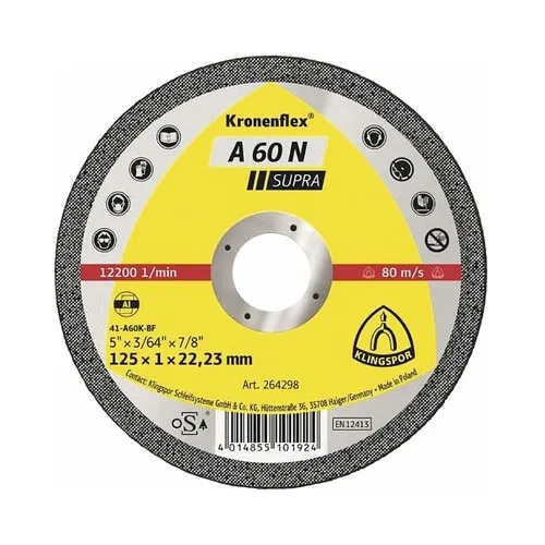 Disc debitare metale neferoase Klingspor A60N Ø125x1x22, 23mm