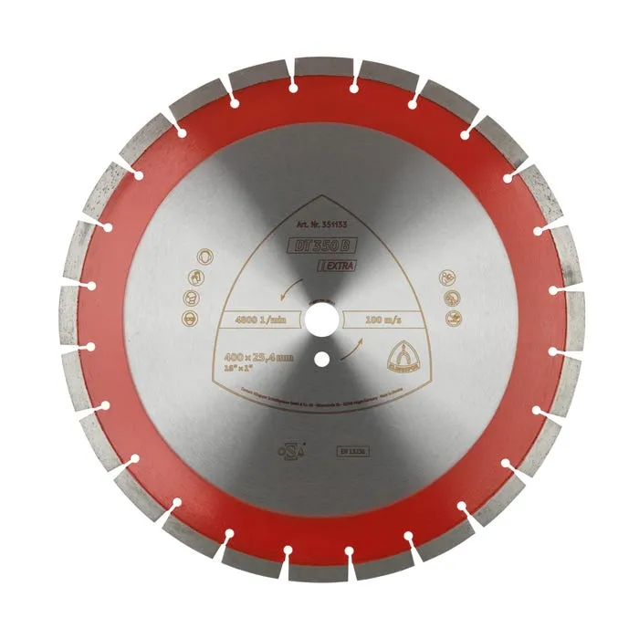 Disc diamantat, continuu, pentru debitare beton, Klingspor DT 350 B, 400 x 25.4 x 3.6 mm