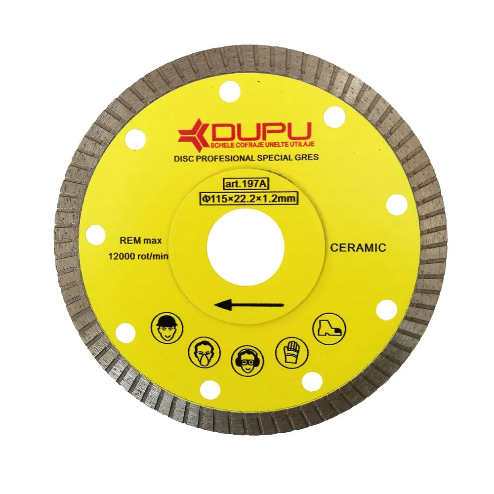 Disc diamantat, continuu, pentru debitare gresie, Dupu Special, 115 x 22.23 x 1.2 mm