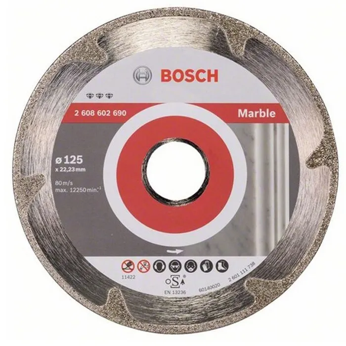 Disc diamantat, continuu, pentru debitare marmura, Bosch Best for Marble, 125 x 22.23 x 2.2 mm