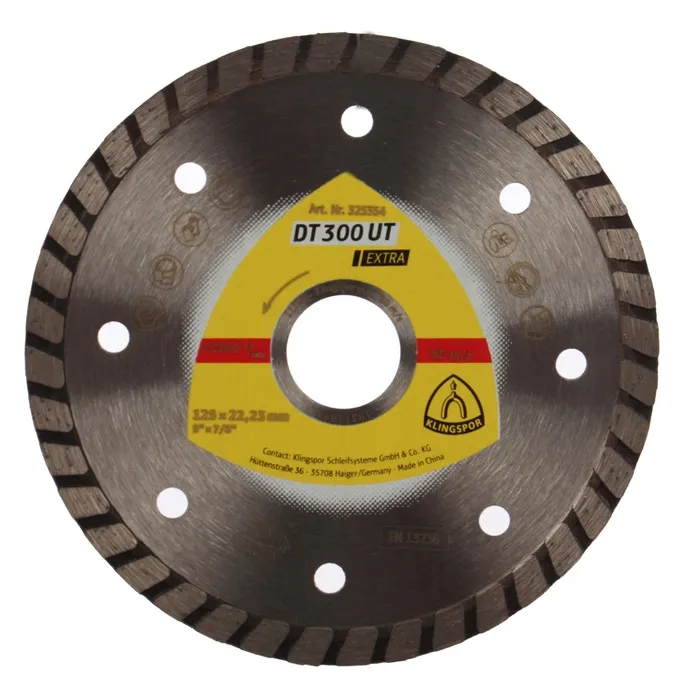 Disc diamantat, continuu, pentru debitare materiale de constructii, Klingspor DT 300 UT Extra, 125 x 22.23 x 1.90 mm