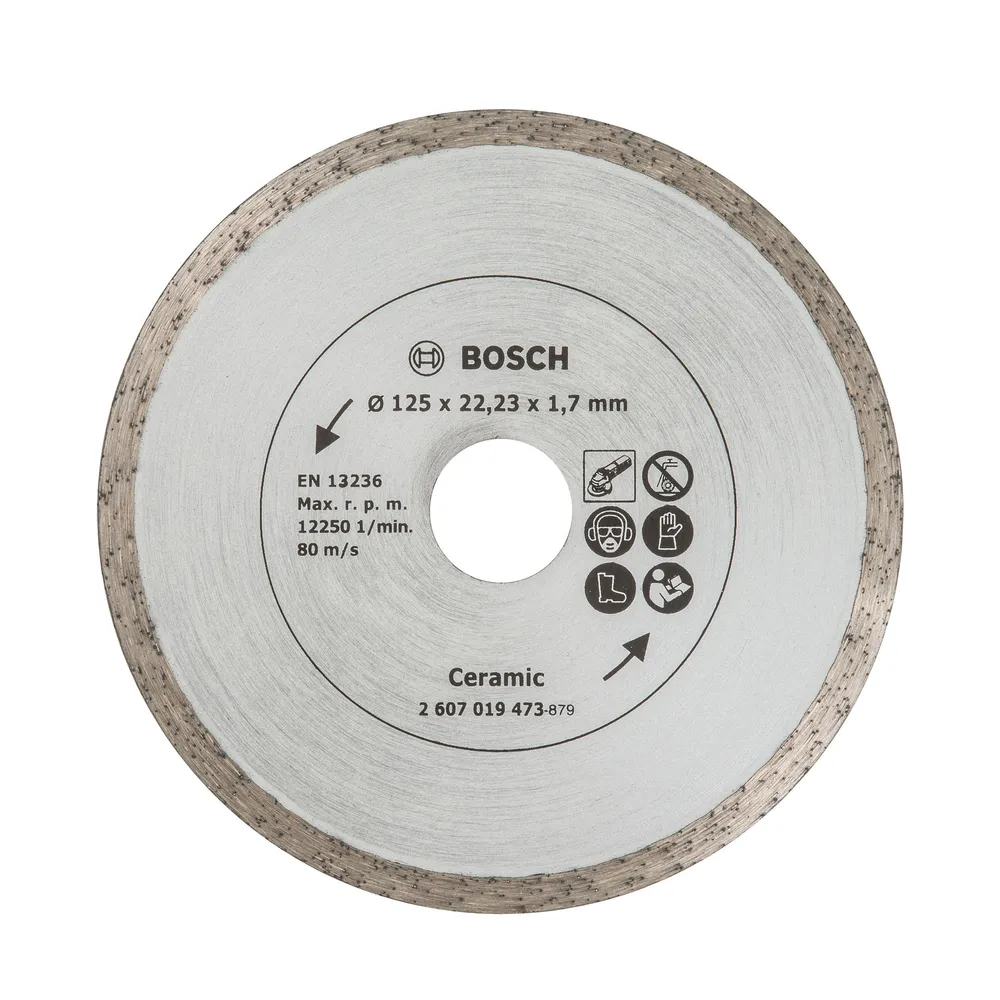 Disc diamantat, continuu, pentru debitare placi ceramice / granit, Bosch Ceramic, 125 x 22.23 x 1.7 mm