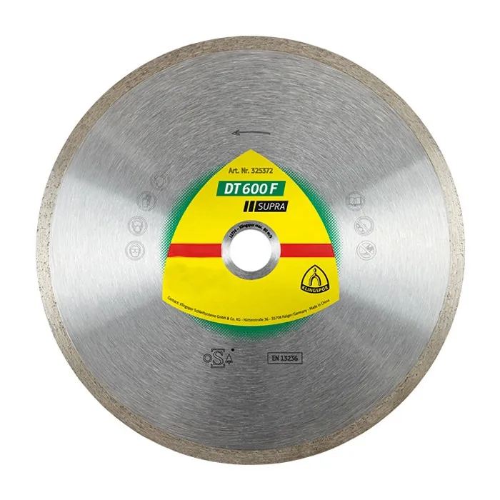 Disc diamantat, continuu, pentru debitare placi ceramice, Klingspor DT 600 F Supra, 180 x 22.23 x 1.6 mm