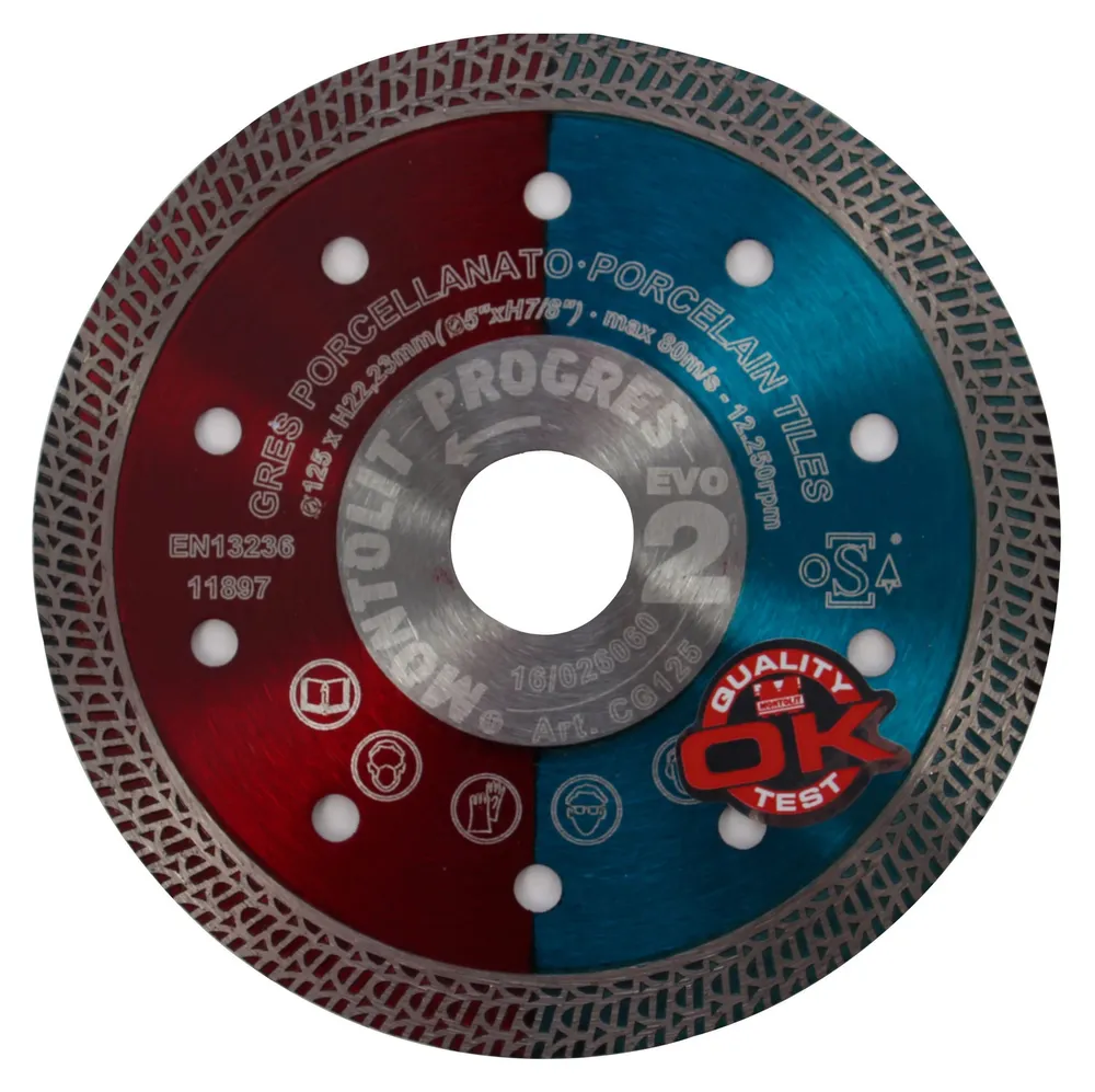 Disc diamantat, continuu, pentru debitarea placi ceramice, Montolit CG125, 125 x 22.23 mm