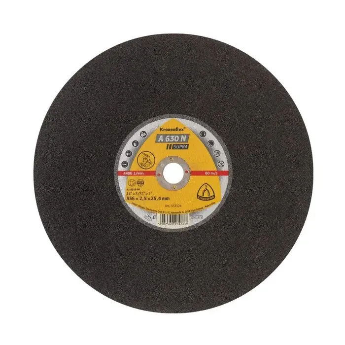 Disc diamantat continuu, pentru taiere otel / inox / aluminiu / fonta, Klingspor A 630 N Supra, 356 x 25.4 x 2.5 mm