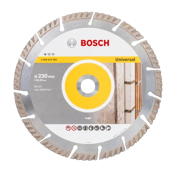 Disc diamantat, cu segmente, pentru debitare beton / piatra, Bosch Standard for Universal, 230 x 22.23 x 2.6 mm, 2608615065