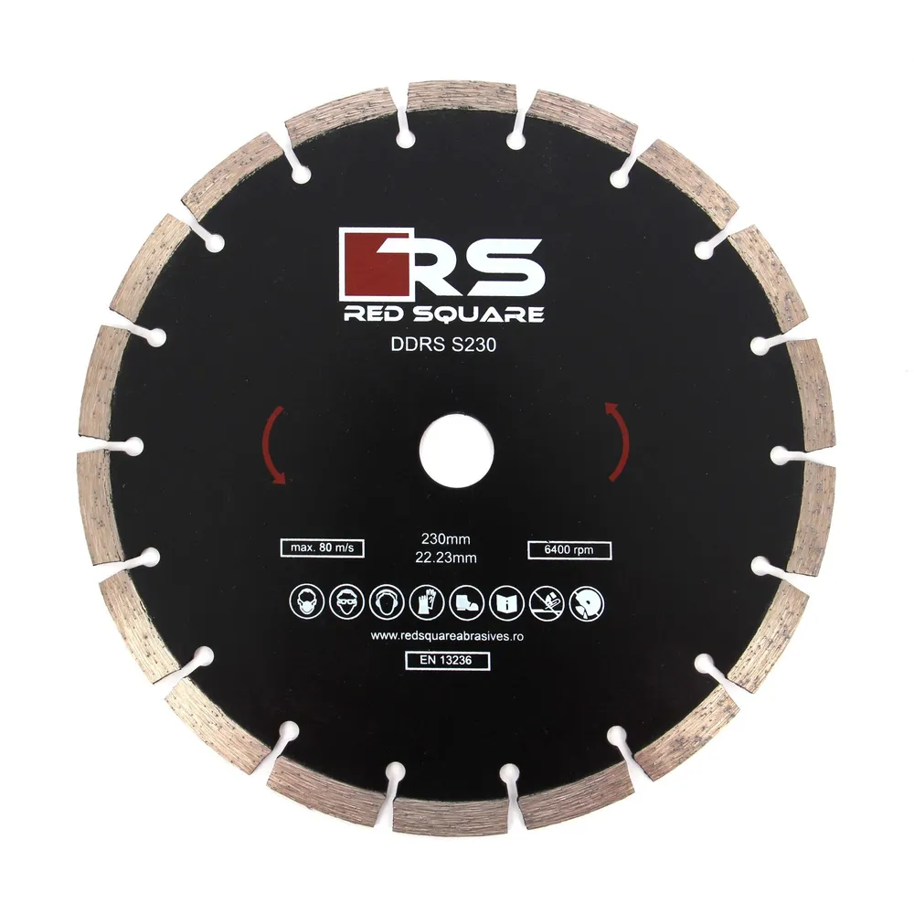 Disc diamantat, cu segmente, pentru debitare beton, Red Square DDS230, 230 x 22.2 x 2.7 mm