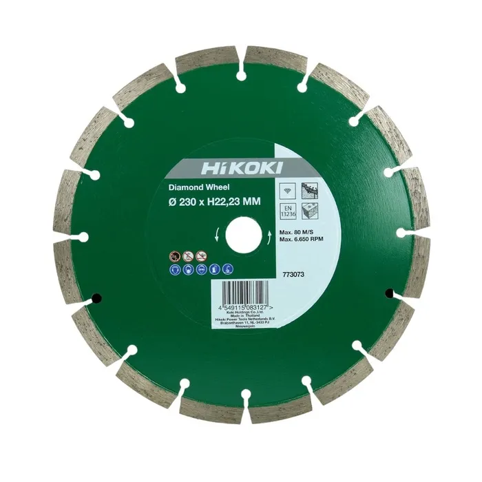 Disc diamantat, cu segmente, pentru debitare beton / zidarie, Hikoki 773073, 230 x 22.2 x 2.4 mm