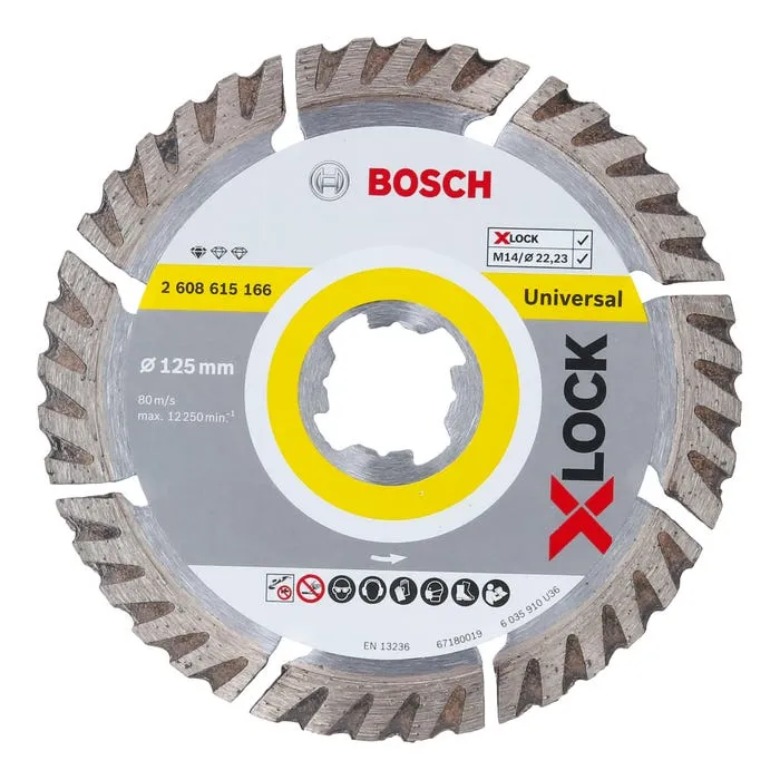 Disc diamantat, segmentat, pentru taiere universala, Bosch X-Lock Carbide Multi Wheel, 125 x 22.23 x 2 mm
