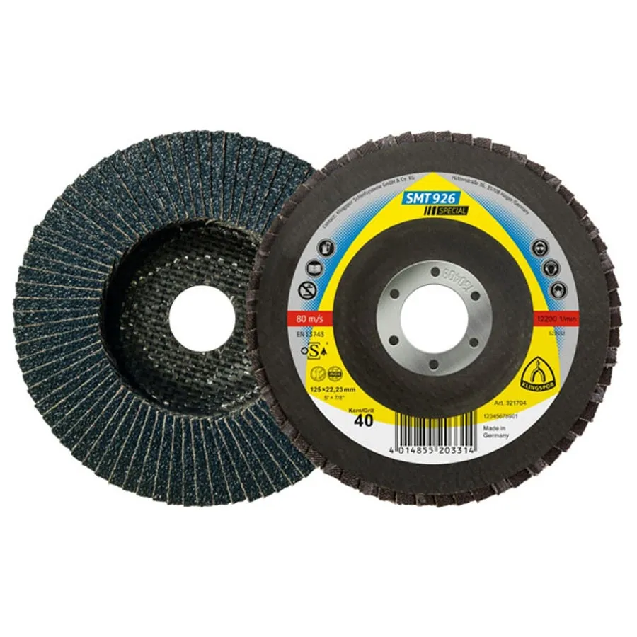 Disc lamelar frontal, pentru otel / inox, Klingspor SMT 926, 125 x 22.23 mm, granulatie 80