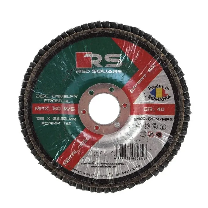 Disc lamelar frontal, pentru otel / inox, Red Square, 125 x 22 mm, granulatie 40