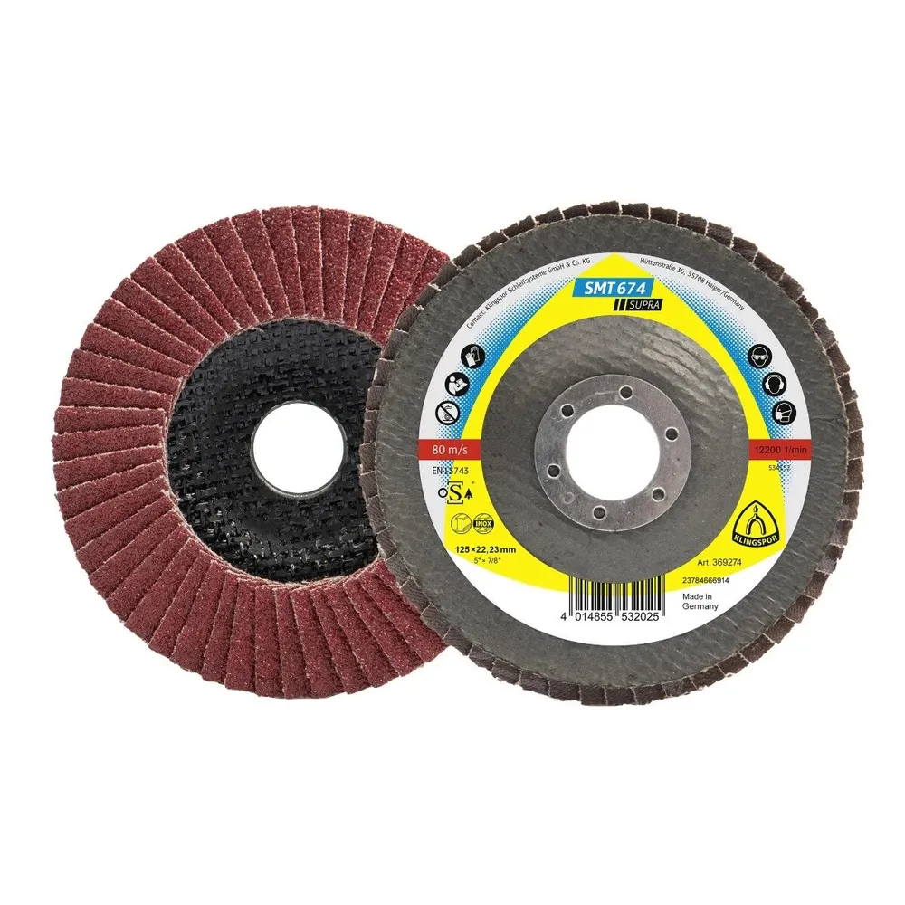 Disc lamelar Klingspor SMT 674, 125x22.23mm, granulatie 40, pentru metal