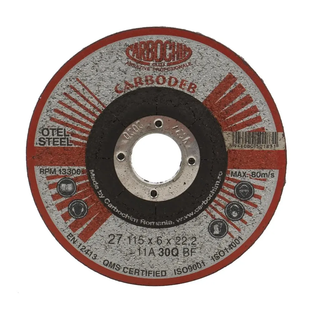 Disc polizare otel, Carbochim 11ABACH27E, 115 x 22.2 x 6 mm