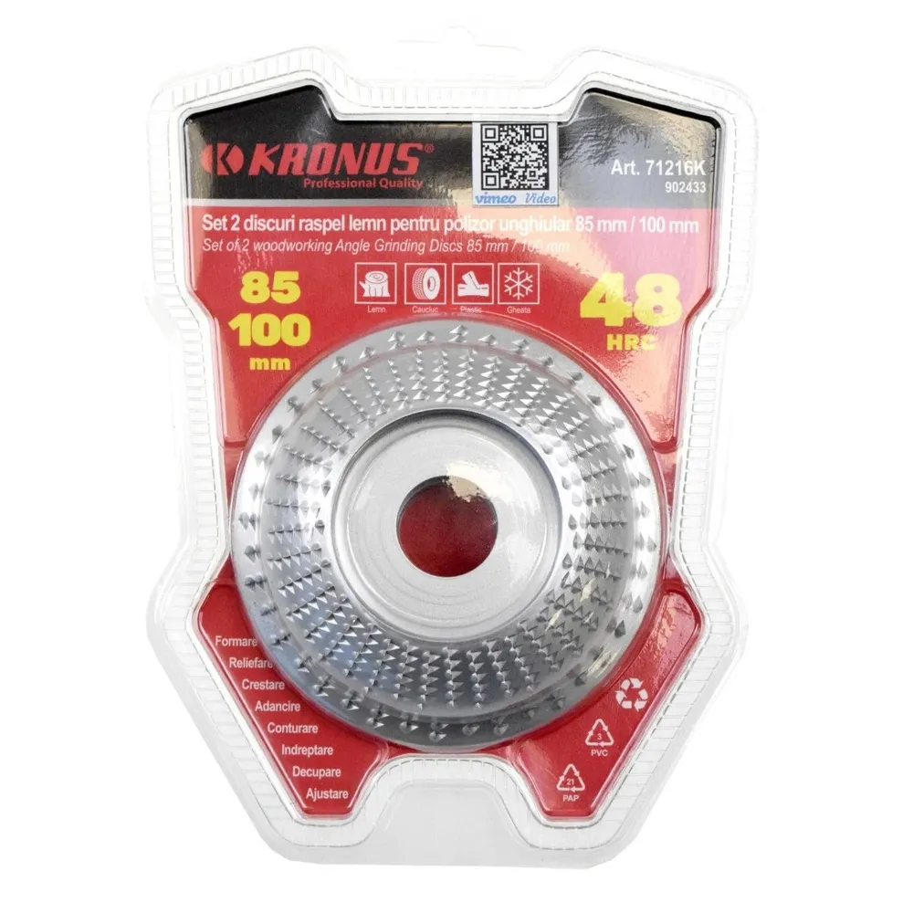 Disc slefuire lemn, Kronus 902433, 85 / 100 x 22.5 mm, set 2 bucati