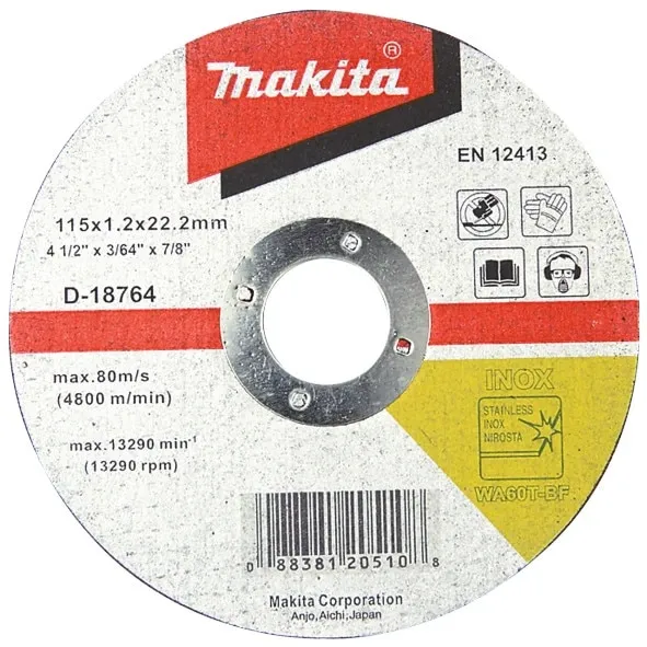 Disc taiere inox, Makita WA60T, 115 x 22.23 x 1.2 mm