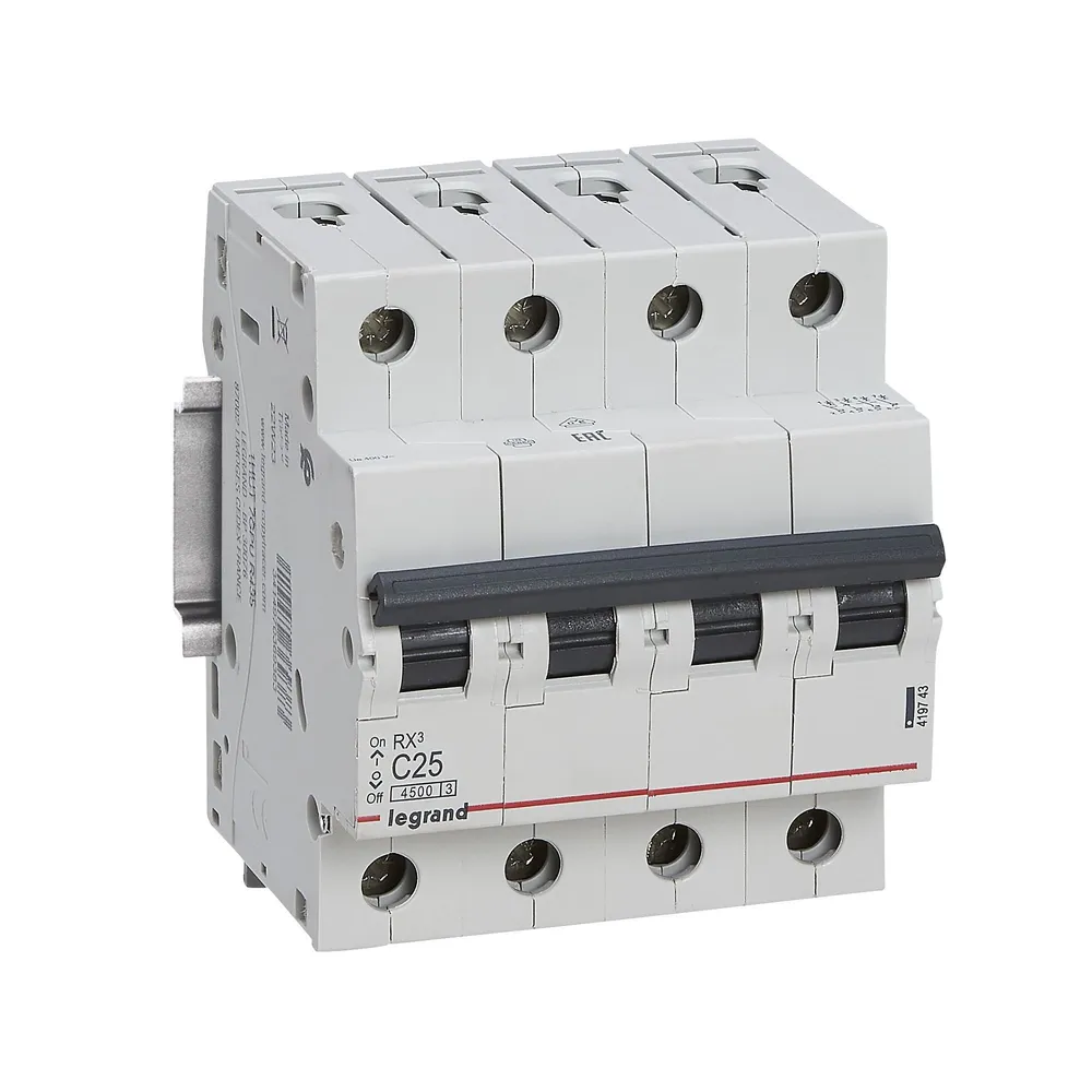 Disjunctor Legrand RX3, tetrapolar, 25 A, curba C, 4.5 KA