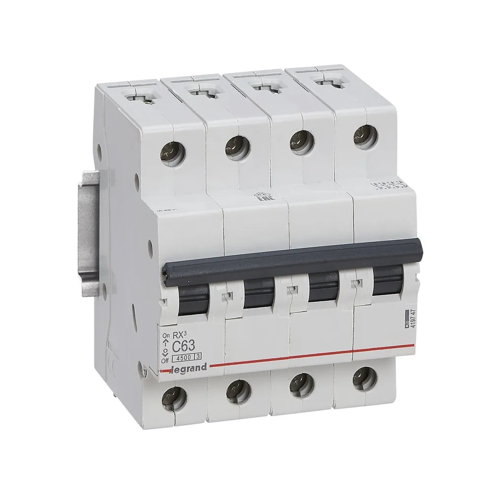 Disjunctor Legrand RX3, tetrapolar, 63 A, curba C, 4.5 KA