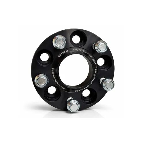 Distantier janta auto 20 mm 5x114.3 centrare 64.1 prindere dubla cu piulite M14x1.5 aluminiu forjat negru