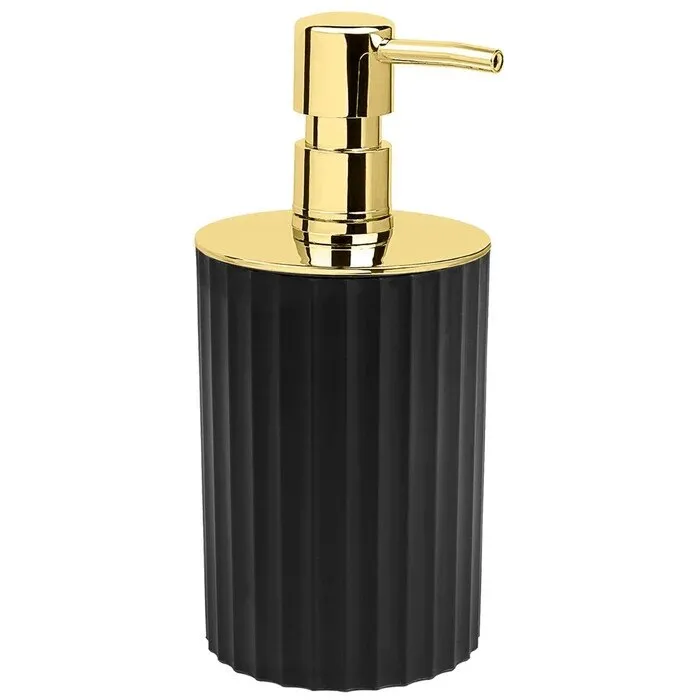 Dozator sapun lichid Okyanus Home Coliseum OKY-455-4, 0.4 L, polipropilena + ABS, negru + auriu