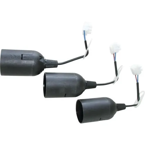 Dulie E27 cu cablu si clema, set 3 bucati, Negru