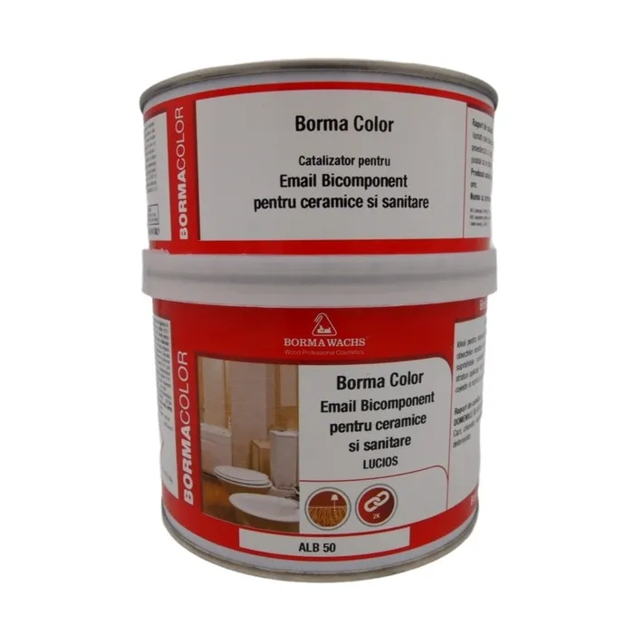 Email bicomponent pentru ceramice si sanitare, Borma Color, alb, 750 ml