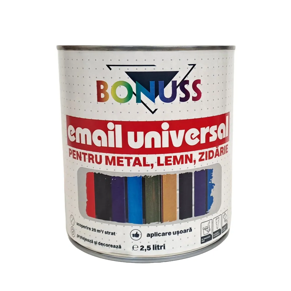 Email pe baza de solvent Bonuss, pentru lemn, metal si zidarie, gri, aspect satinat, 2.5 L