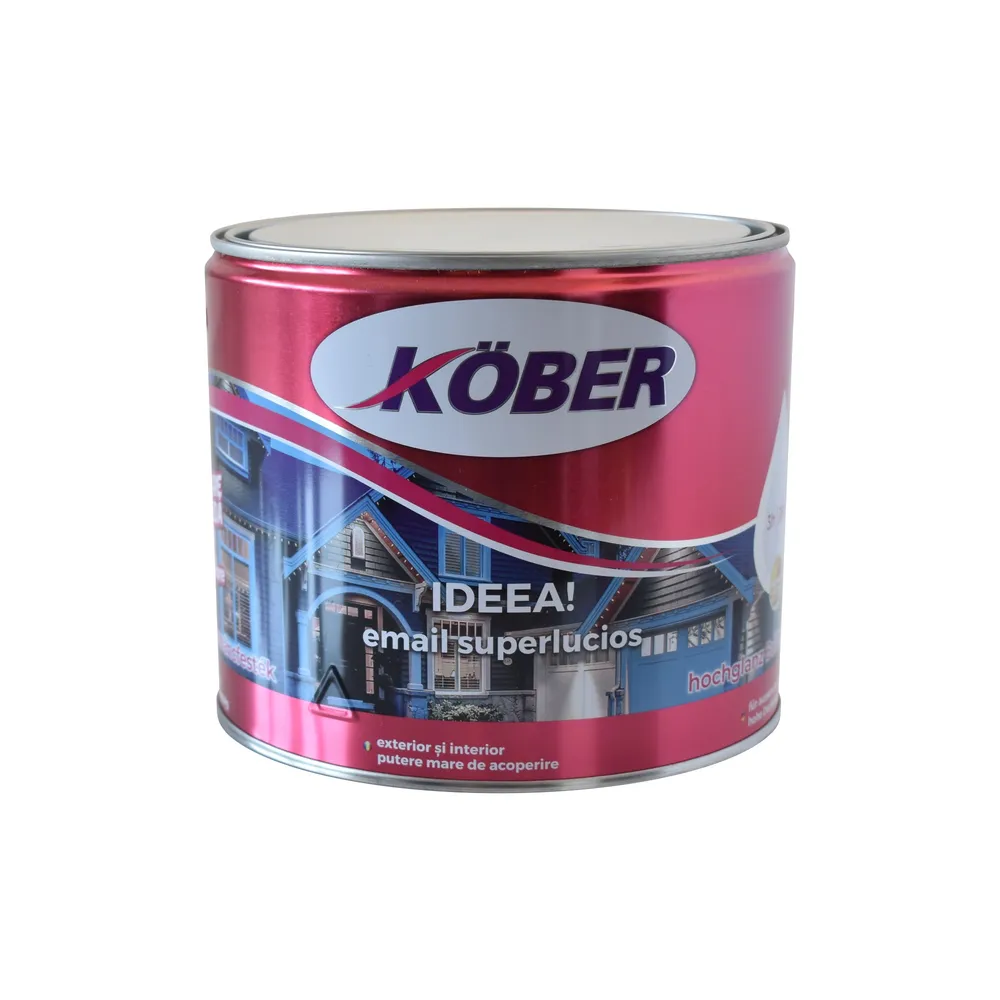 Email pe baza de solvent Kober Ideea, pentru metal, rosu vin, aspect lucios, 2.5 L